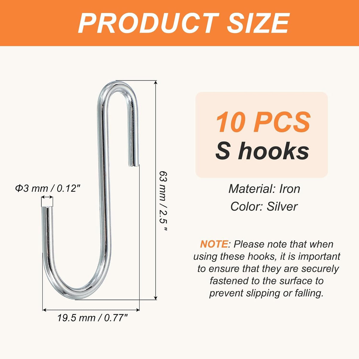 ya 26 10.21 baidi 2.5¡±S Hooks for Hanging, 10 Pack Hooks for Kitchen, Bedroom, Silver Tone