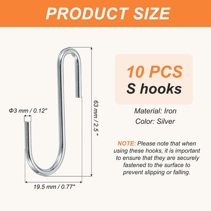 ya 26 10.21 baidi 2.5¡±S Hooks for Hanging, 10 Pack Hooks for Kitchen, Bedroom, Silver Tone