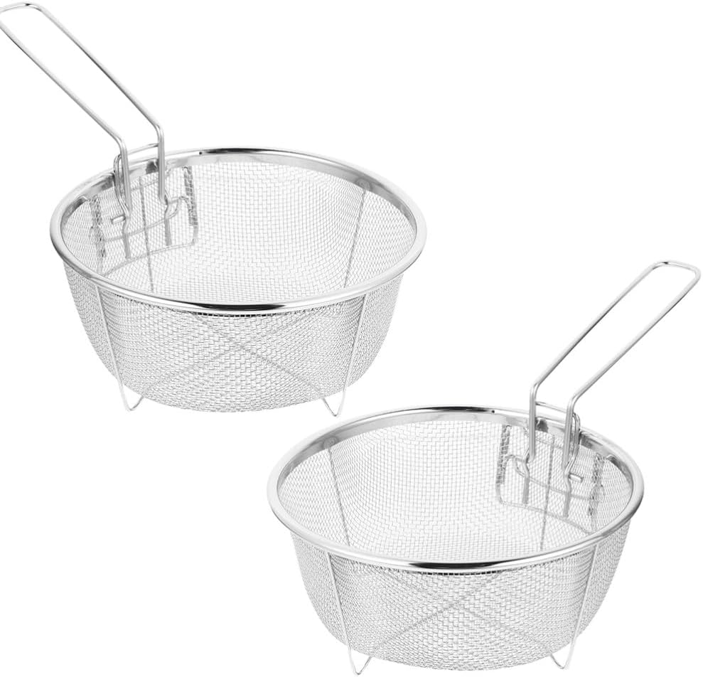 ya 14 9.20 baidi 2 Pcs Frying Basket Filter Stainless Steel Holder Metal Food Strainer-1