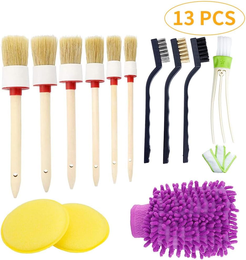 ya 9 10.24 13PCS Car Detailing Brush Kit Auto Interior Washing For Wheel Cleanning Dur