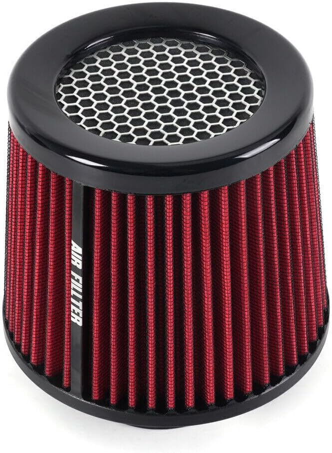 ya 13 9.15 baidi New Red 3 76mm High Flow Inlet Cold Air Intake Cone Replacement Dry Air Filter