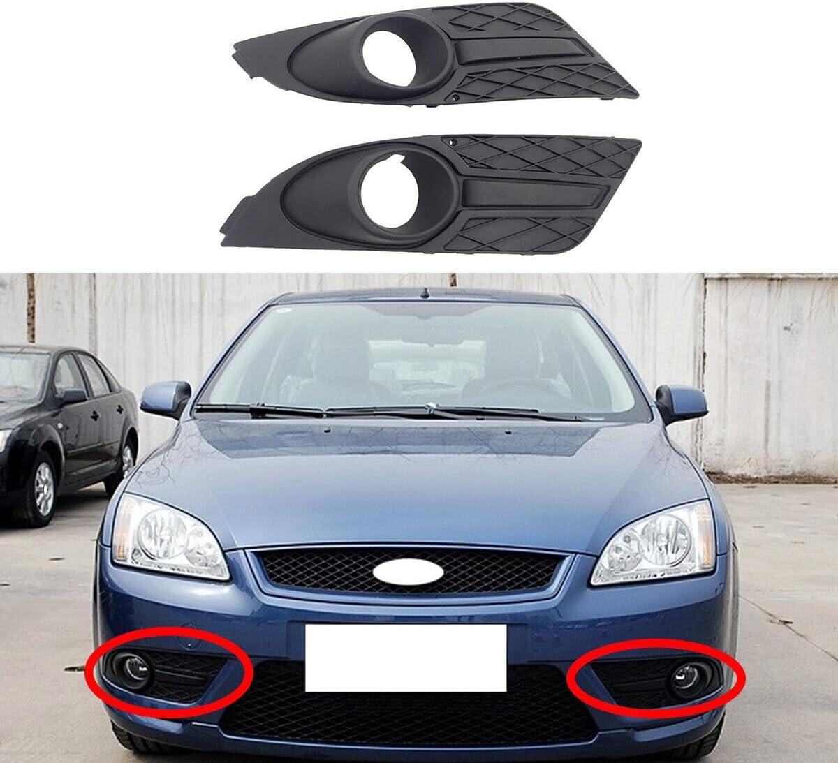 ya 7 8.24 baidi A pair of front bumper fog lamp cover trim borders for Ford Focus 2007-2008 