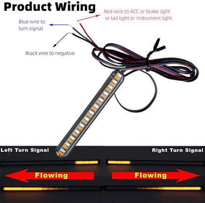 ya 23 10.7 baidi 2 x Dual Color Motorcycle Flowing Turn Signal Rear Brake License Plate Light Bar