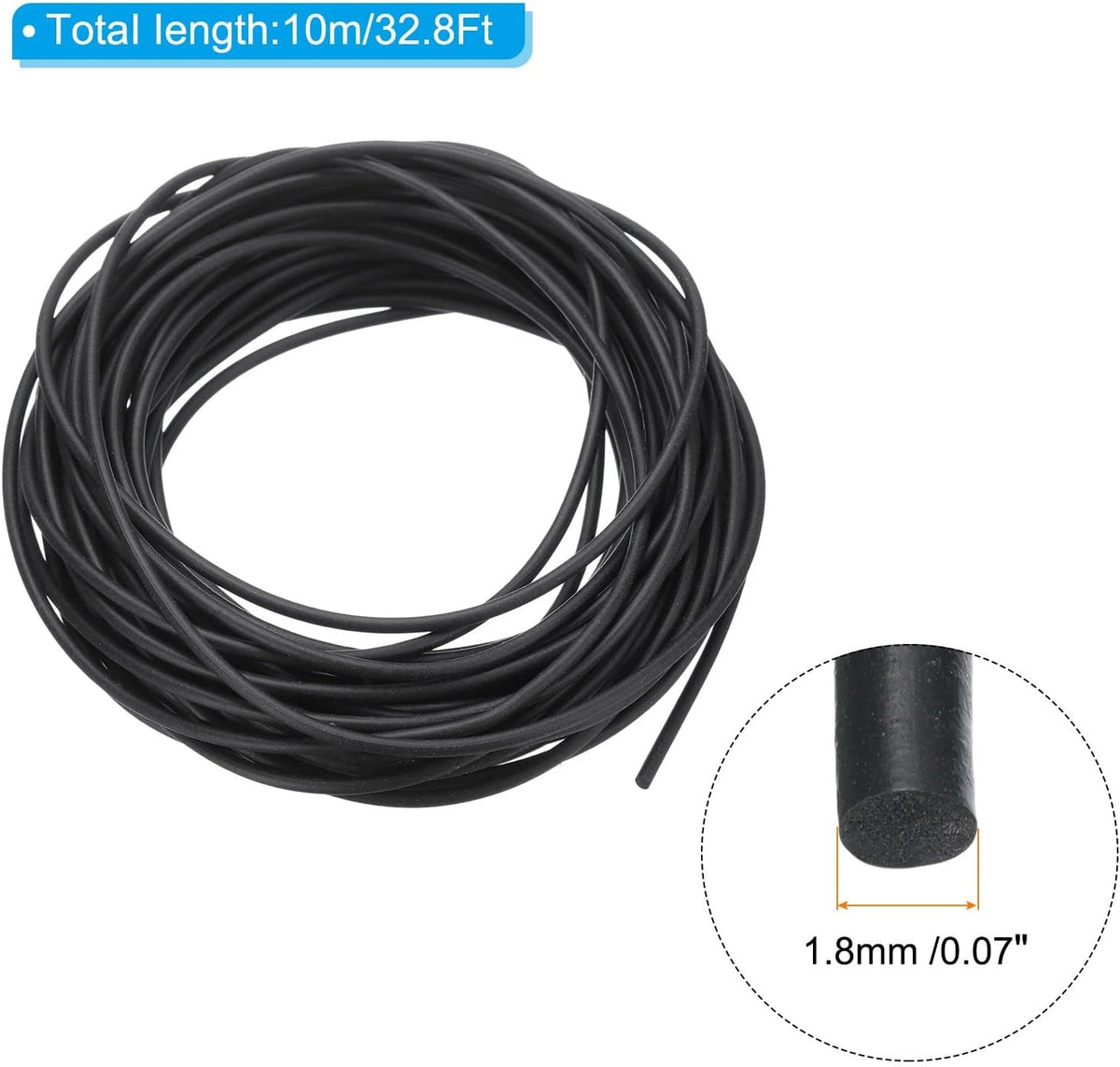 ya 26 10.21 baidi Silicone Foam Seal Strip, 32.8Ft 0.07Dia High Density Weather Stripping, Black