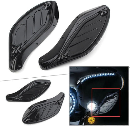 ya 2 8.15 Black Side Wing Windshield Air Deflector Fit for Harley Touring FLHR FLHT CVO 96-13