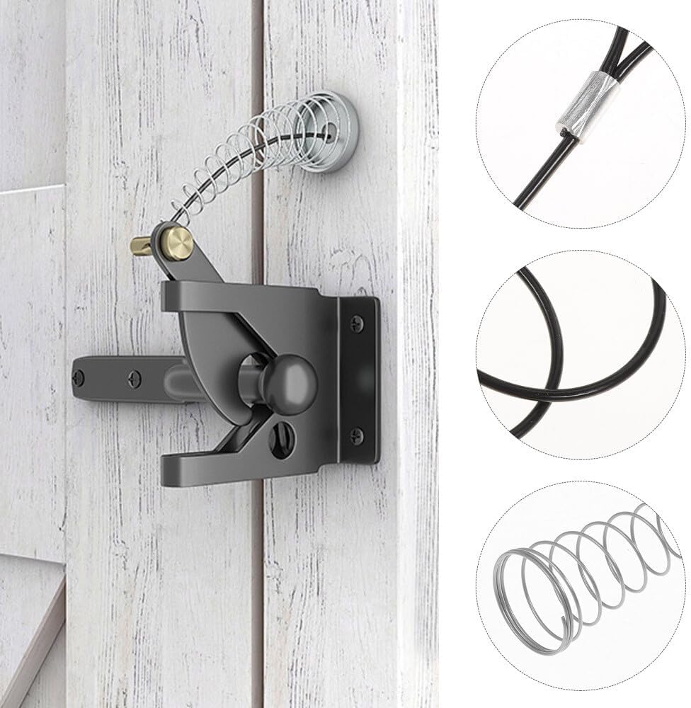 ya 26 10.21 baidi 2 Sets Fence Gate Cable Spring Loaded Gate Cable Latches Metal Fence Hinge