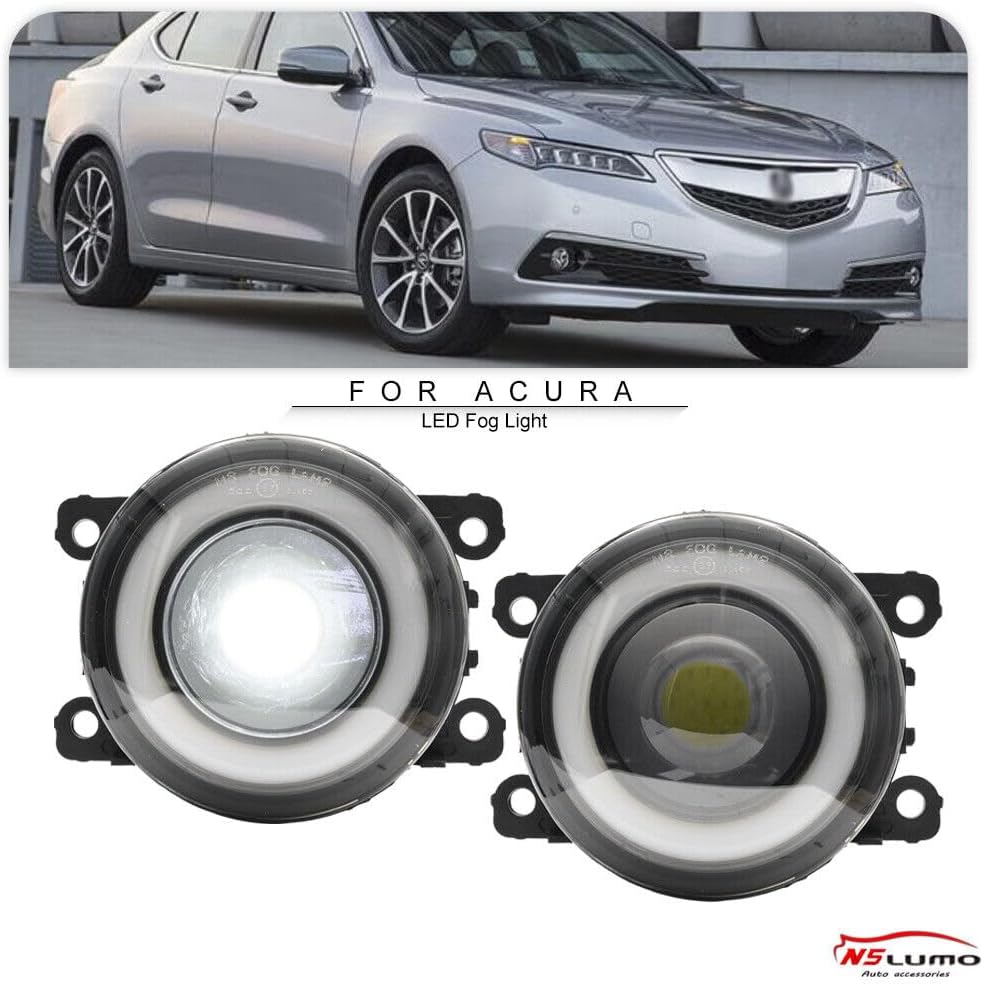 ya 4 8.10 2pcs front bumper white LED halo fog lights DRL for 10-18 for Acura TL ILX TSX RDX