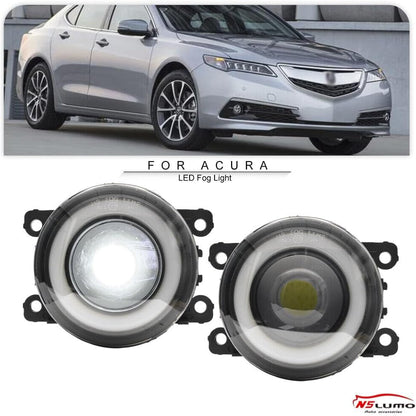 ya 4 8.10 2pcs front bumper white LED halo fog lights DRL for 10-18 for Acura TL ILX TSX RDX