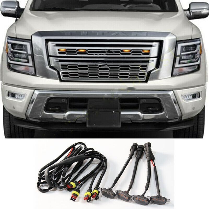 ya 7 8.24 baidi 4Pcs for Nissan Titan 2014-2021 Grille LED Amber Light Raptor Style Grill Trim