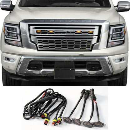ya 7 8.24 baidi 4Pcs for Nissan Titan 2014-2021 Grille LED Amber Light Raptor Style Grill Trim