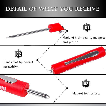 ya 28 10.13 baidi 10x Red Mini Pocket Screwdriver Flat Tip Magnet Clip