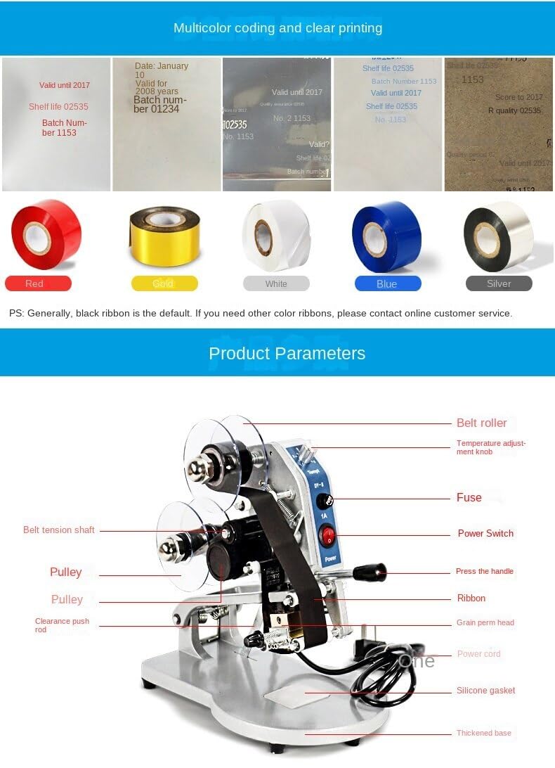 ya 16 10.20 baidi New Date Ribbon Coding Machine Thermal Manual Hot Foil Stamping Coding Printer