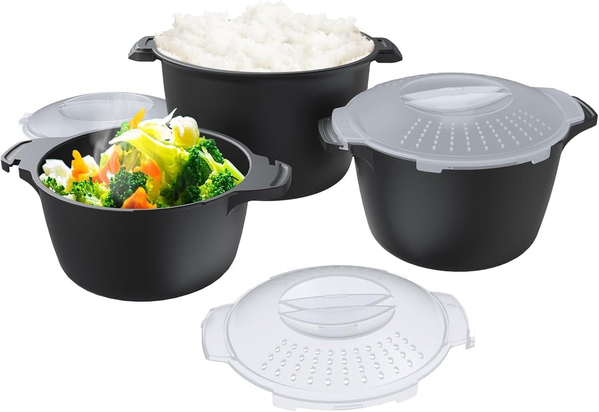 ya 14 9.20 baidi 3-piece microwave cookware set, dishwasher safe, nestable storage