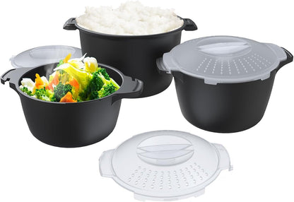 ya 14 9.20 baidi 3-piece microwave cookware set, dishwasher safe, nestable storage