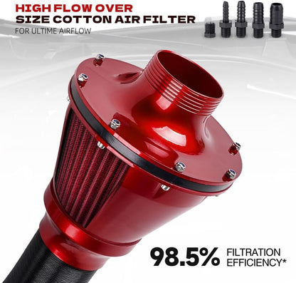 ya 13 9.15 baidi Apollo Universal Cold Air Intake Induction Kit With Air Box & Filter Red