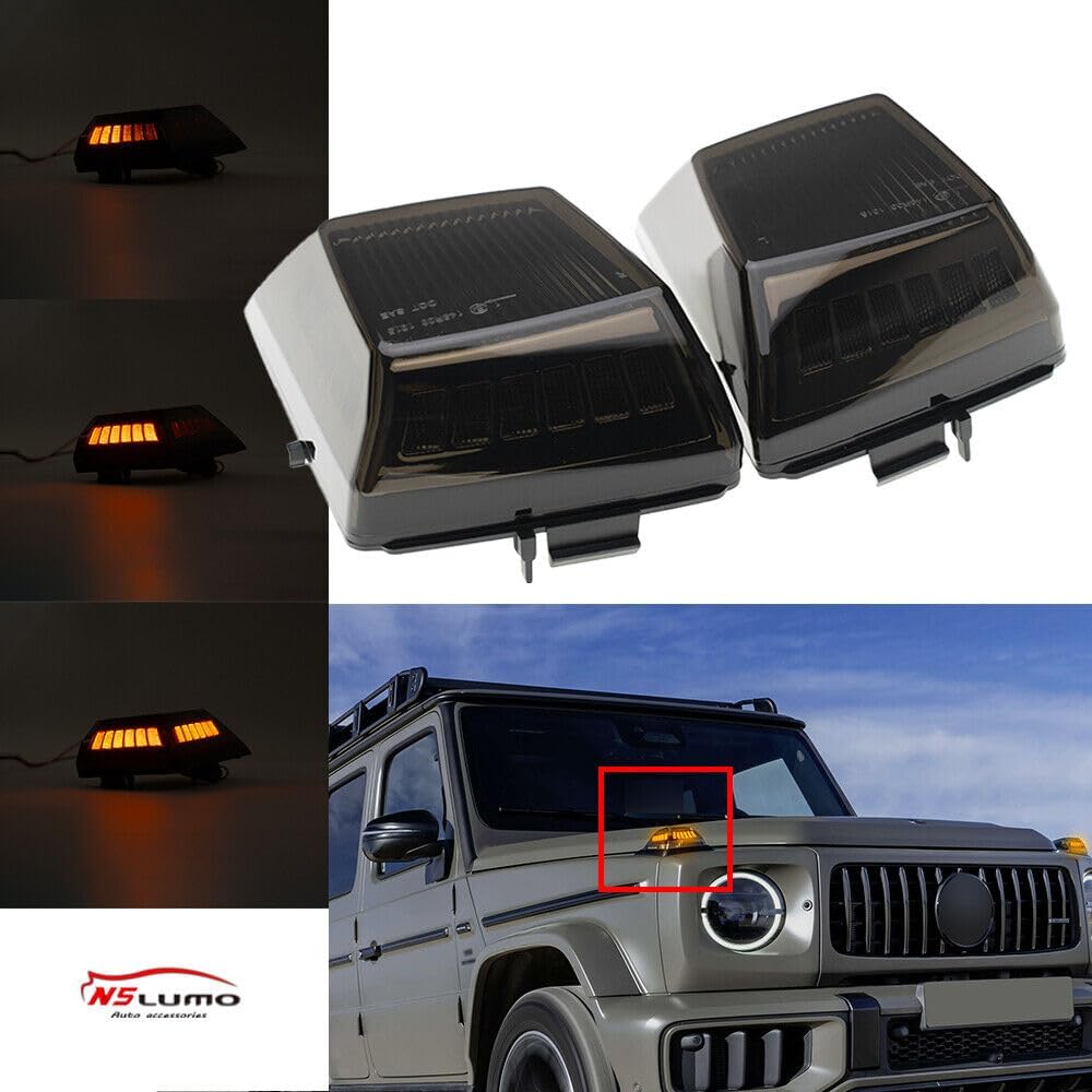 ya 7 8.24 baidi 2 Pack Smoke Lens Amber LED Fender Turn Signal Lights for 2019-2024 for Mercedes-Benz G 63 AMG 