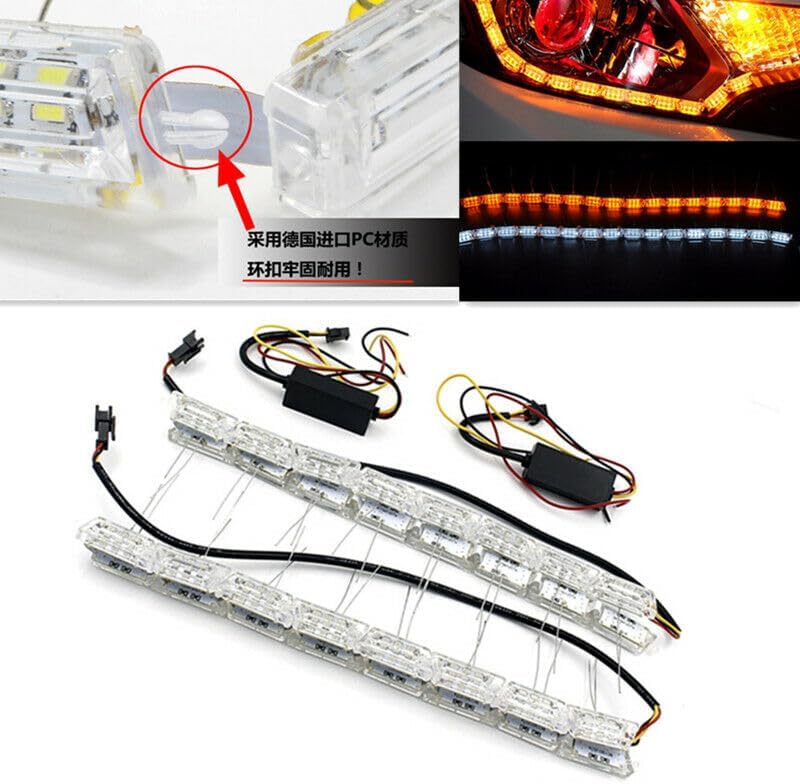 ya 13 9.15 baidi 2pcs Flexible Crystal Tears LED Strip Light Car Headlight DRL Daytime Runni