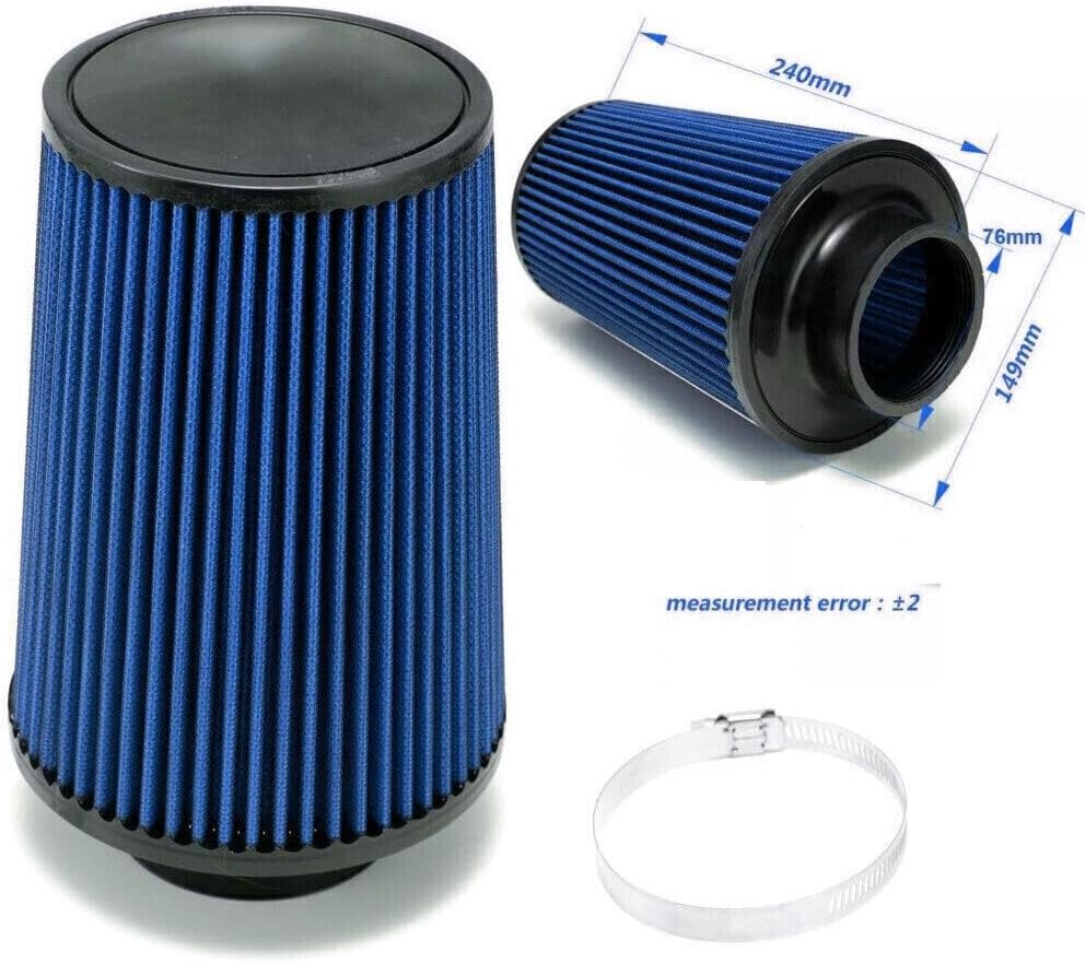 ya 23 10.7 baidi 4'' 102mm Long High Flow Inlet Cone Dry Filter Cold Air Intake Replacement NEW