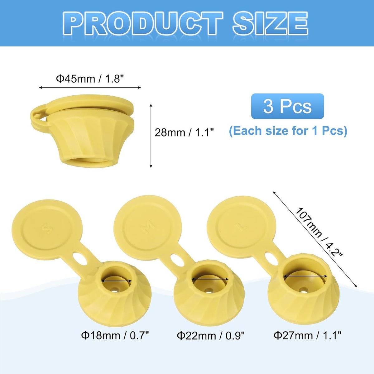 ya 14 9.20 baidi 3 Pcs Bottle Emptying Caps 3 Sizes Shampoo ide Down Bottle Caps, Yellow-1