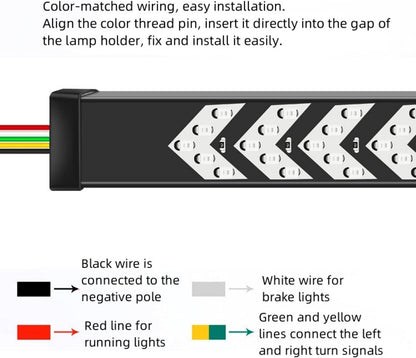 ya 4 8.24 baidi 60 inch Truck Tailgate Light Bar DC 12V Function Red/Yellow LED Light Strip