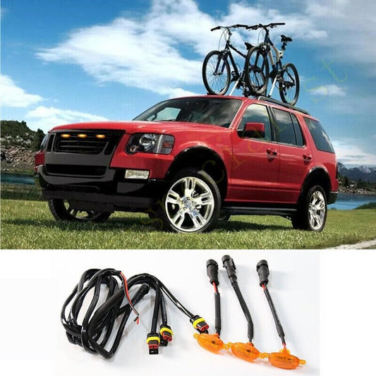 ya 4 8.10 3Pcs for Ford Explorer 2006-2010 Front Grille LED Light Raptor Style Grill Trim