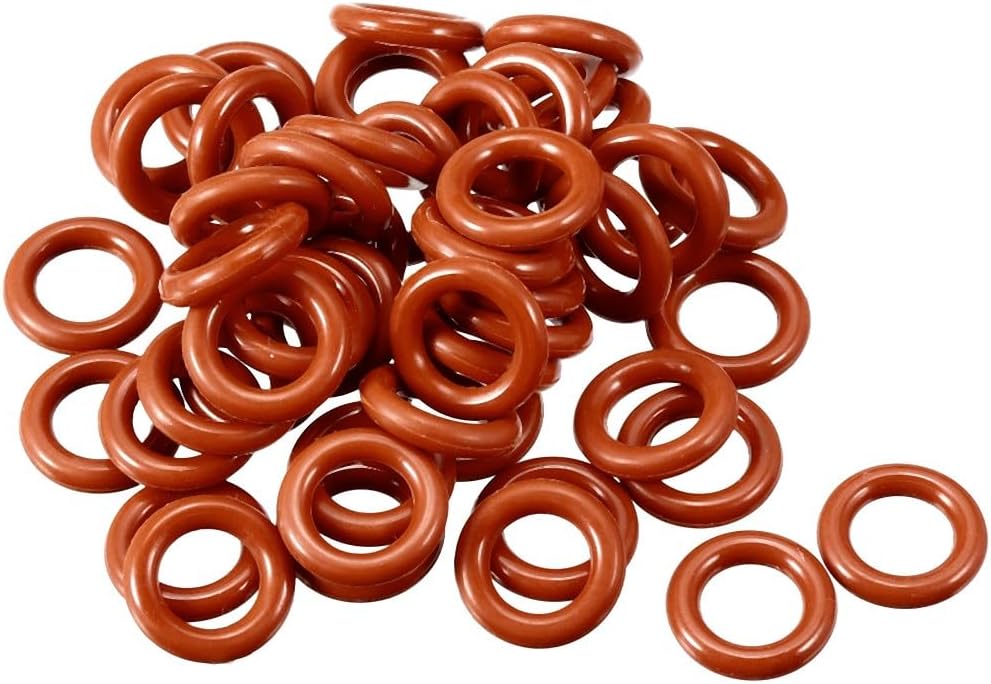 ya 4 8.8.2 Silicone O-Ring 10mmx6mmx2mm VMQ Seal Rings Sealing Gasket Red 50Pc