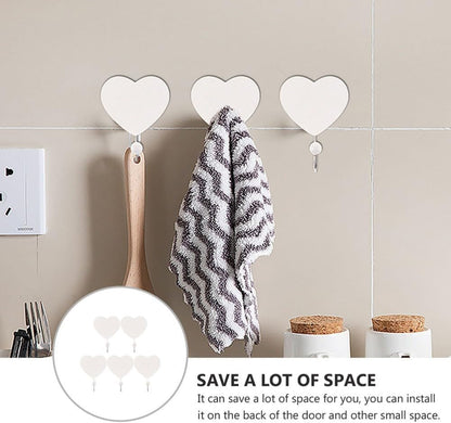 ya 26 10.21 baidi 5Pcs Kitchen Hanger Hooks Heart Shape Hole Punched Hook Wall-Mounted