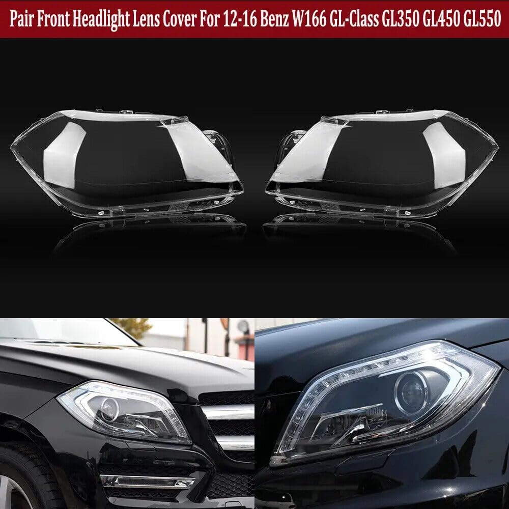 ya 7 8.24 baidi For W166 GL350 GL450 GL550 2012-2016 Pair Front Headlight Headlamp Lens Cover