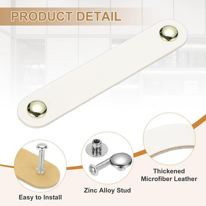 ya 26 10.21 baidi 4 Pcs Leather Drawer Pulls Double Hole Leather Handle with Screw White