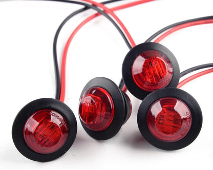 ya 4 8.14 10x 3/4 Red Round Side Marker Indicator LED Button Lights Truck Trailer @
