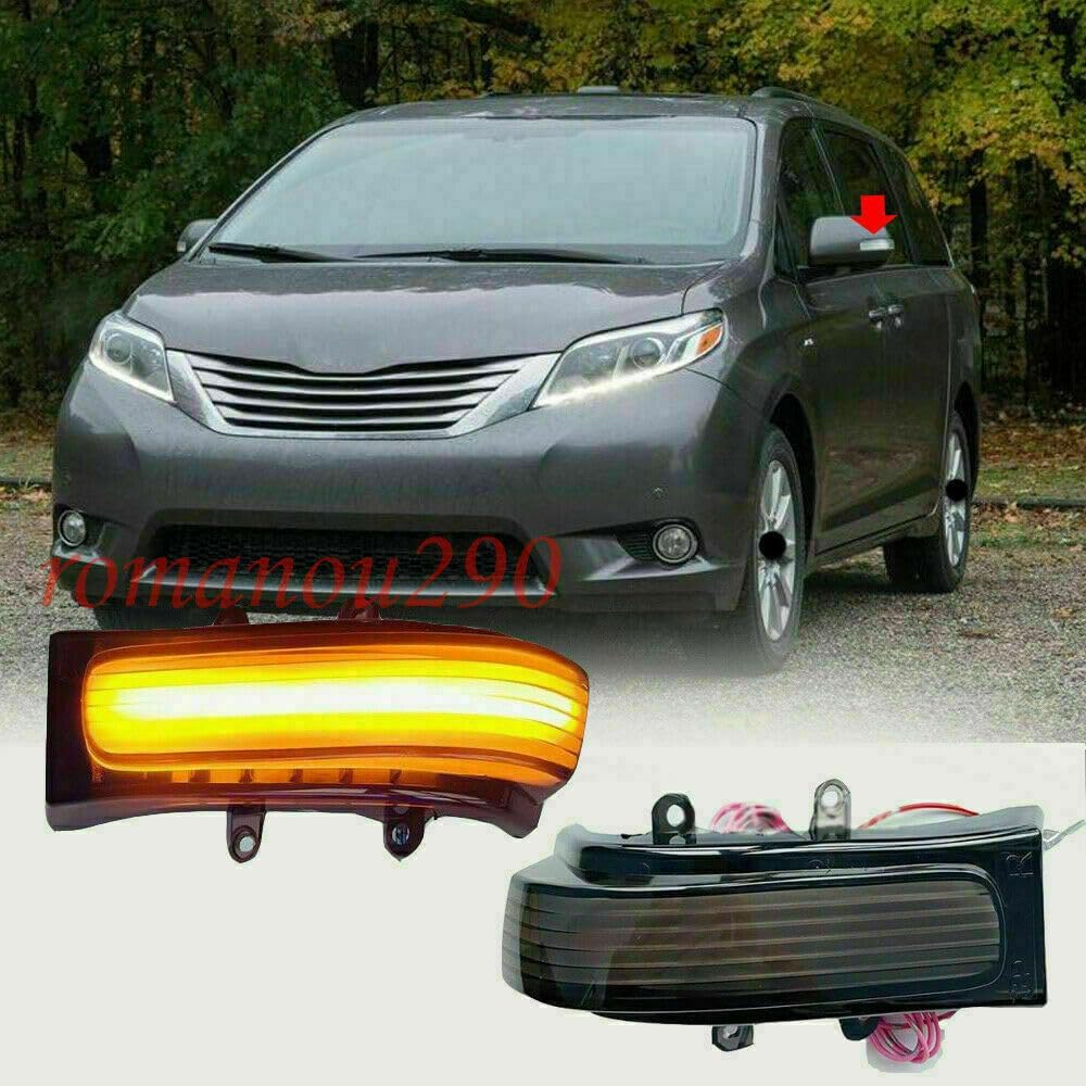 ya 4 8.14 for Toyota for SIENNA 2011-2020 Smoky Rearview Mirror LED Side Turn Signal Light 