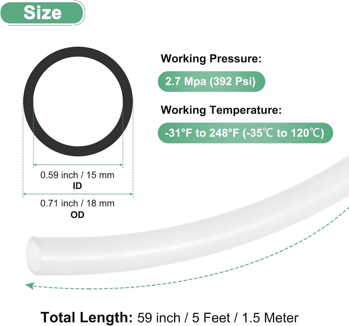 ya 14 9.20 baidi 1.5 m Nylon Hose Tube, 15x18mm(IDxOD) PA6 Pneumatic Air Tubing Translucent-1