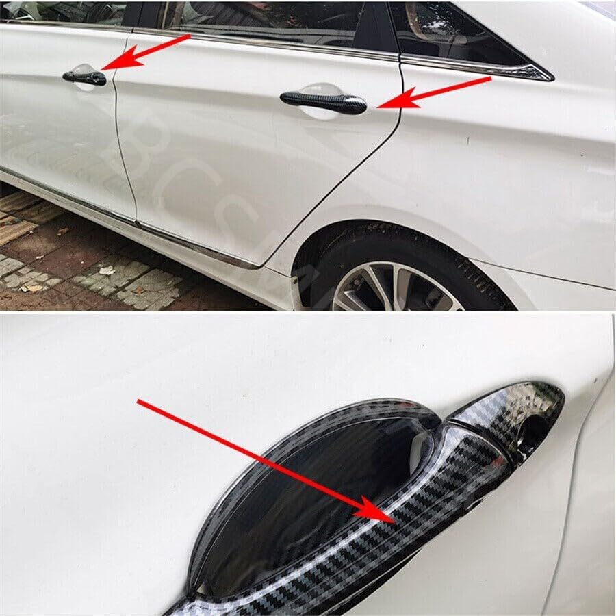 ya 10 9.16 baidi Fit for 2011-2014 for Hyundai Sonata Carbon Fiber Texture Door Handle Cover Trim ABS