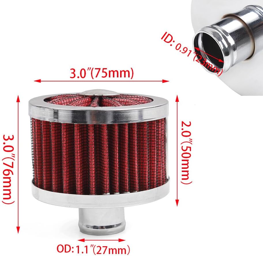 ya 13 9.15 baidi Red Extra Flow 1 to 1-1/4 Push In Valve Cover Baffle Breather Vent Filter