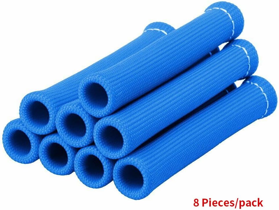 ya 4 8.10 for Ford 8PCS Blue High Temp Spark Plug Wire Boot Heat Shield Blanket Header