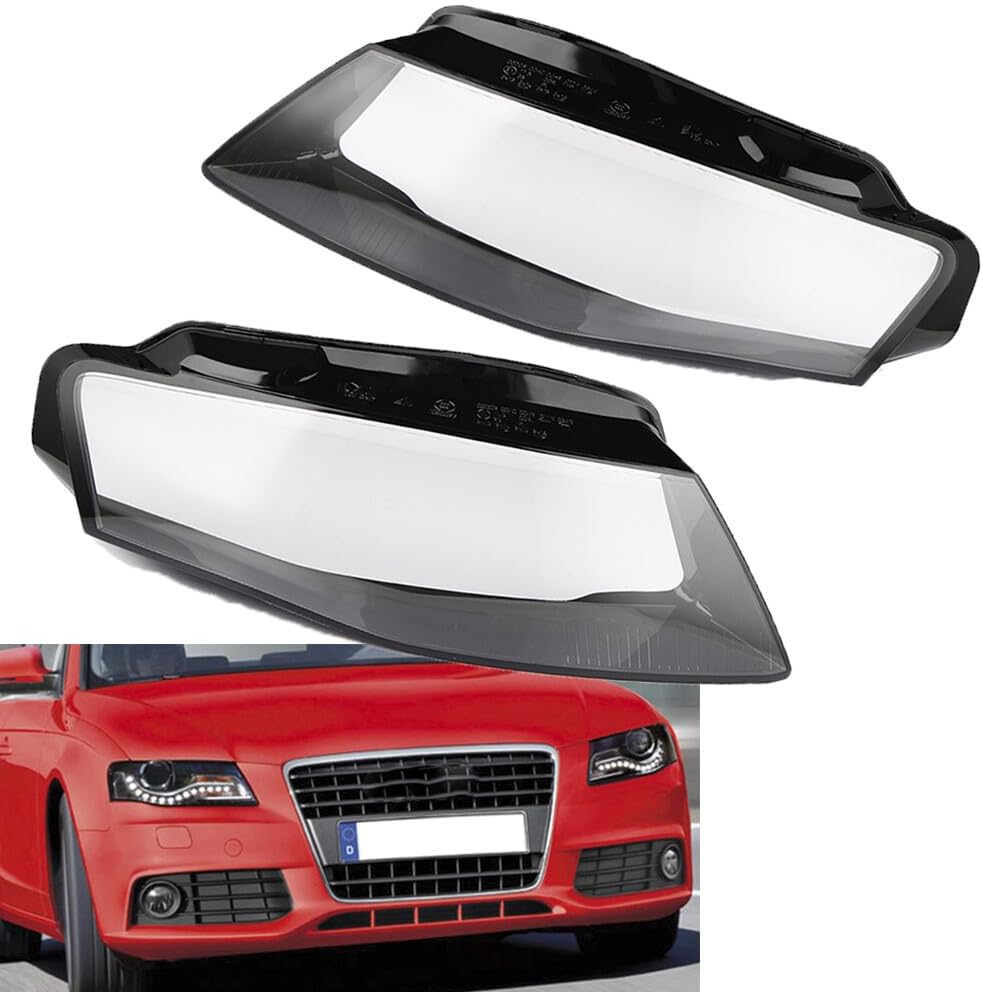 ya 4 8.10 Pair Left&Right Headlight Lens Cover Clear Headlamp shell for Audi A4 2009-2012