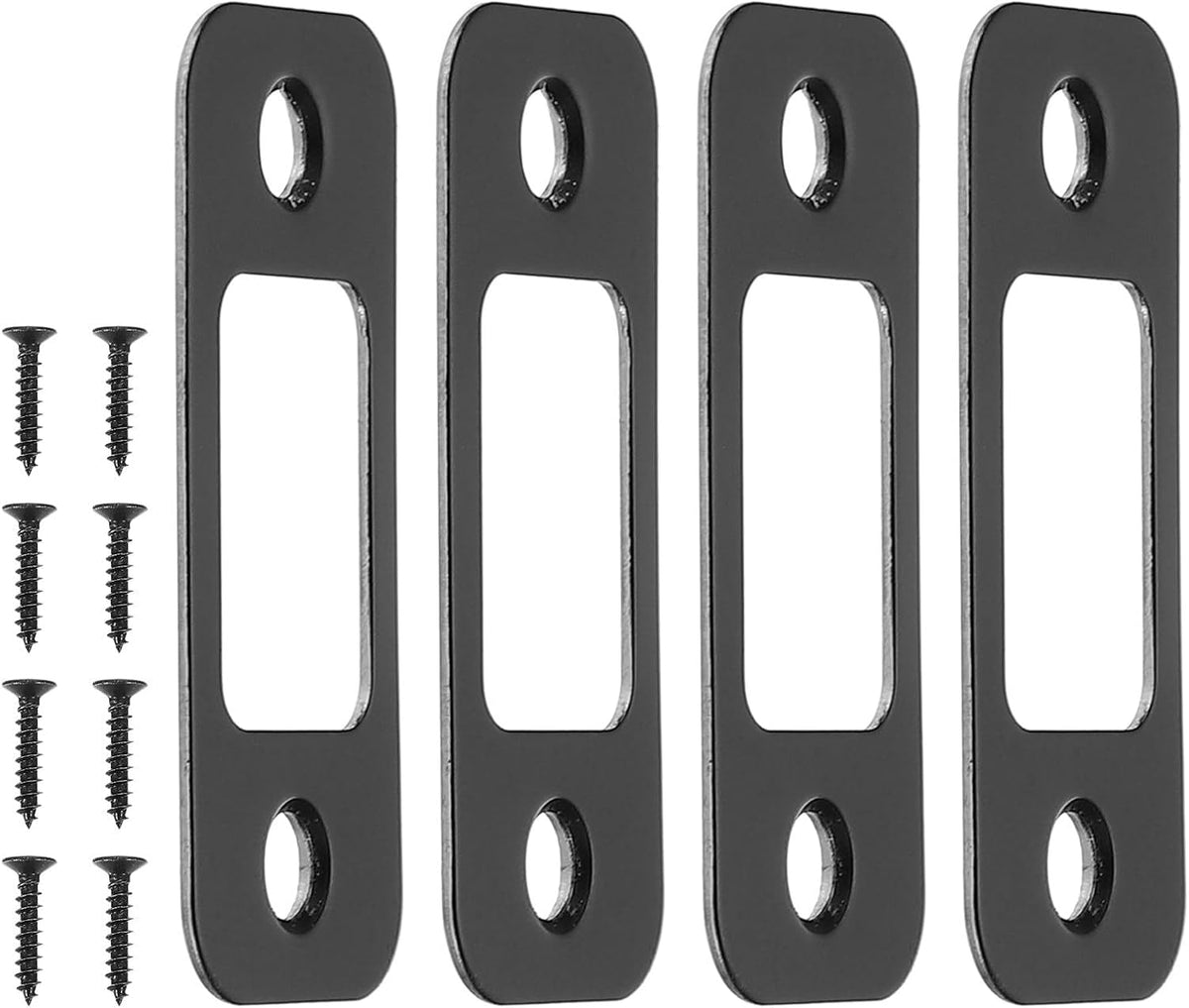 ya 26 10.21 baidi 4Pcs Deadbolt Strike Plate 2-1/4 x 1, Round Corner Door Backplate, Black-2