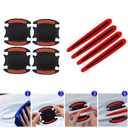 ya 10 9.16 zhengce Red Carbon Fiber Car Door Handle Protector Anti-Scratch Stickers Accessorie