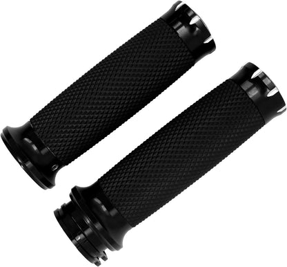 ya 6 8.24 baidi 1 Black Handle Bar Hand Grips for Harley Touring Dyna Softail Sportster 95-2022