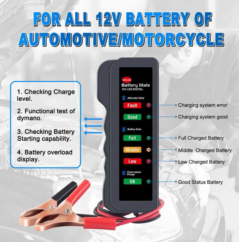 ya 2 8.15 Automotive Battery Tester Diagnostic Tool Generator Analyzer 12V Suitable for Lexus LR