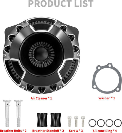 ya 5 8.10 Hollow Cut Air Cleaner Filter Gray Intake for Harley Road Electra Glide 00-2007