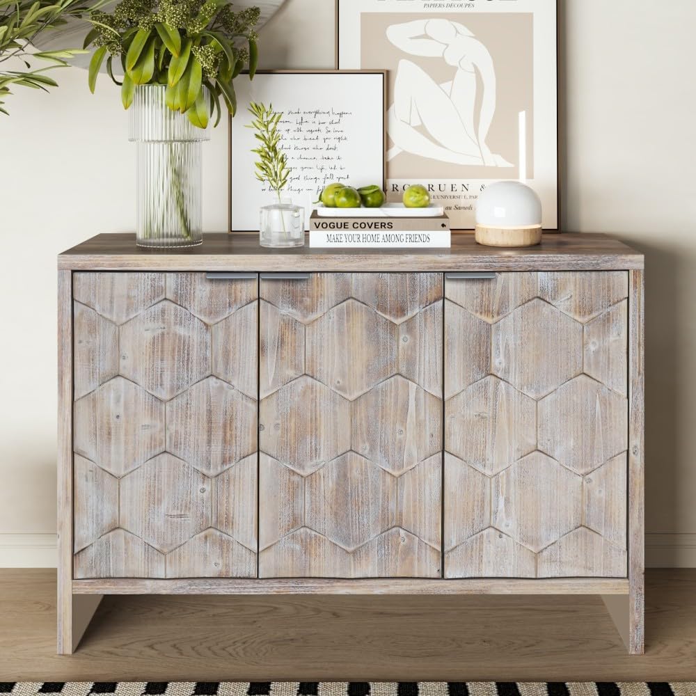 ya 28 10.13 baidi For Living Room Natural Wood Wash Farmhouse 3- Accent Cabinet Storage