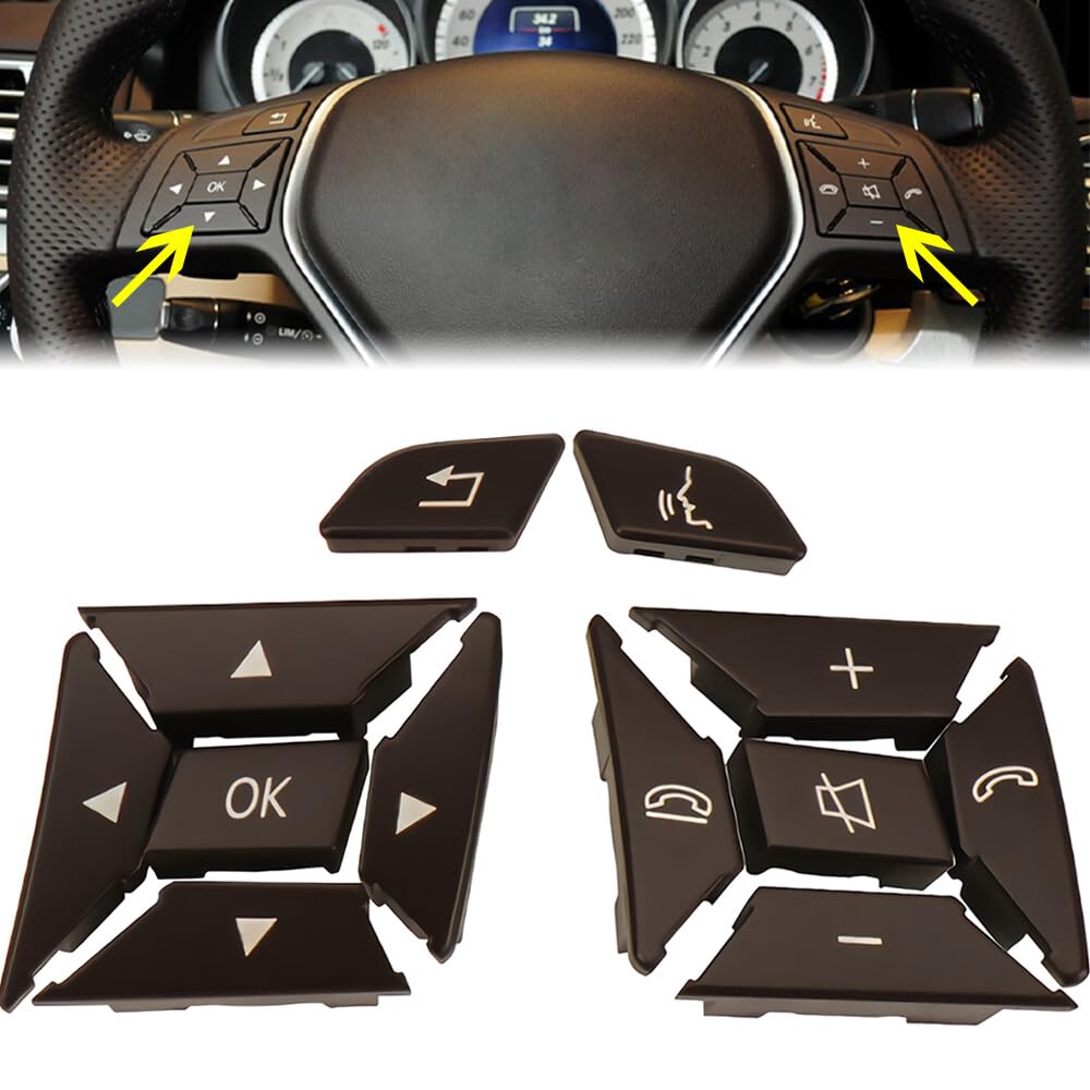 ya 13 9.15 baidi LH&RH Steering Wheel Control Switch Cover Brown for Mercedes-Benz C Class W204