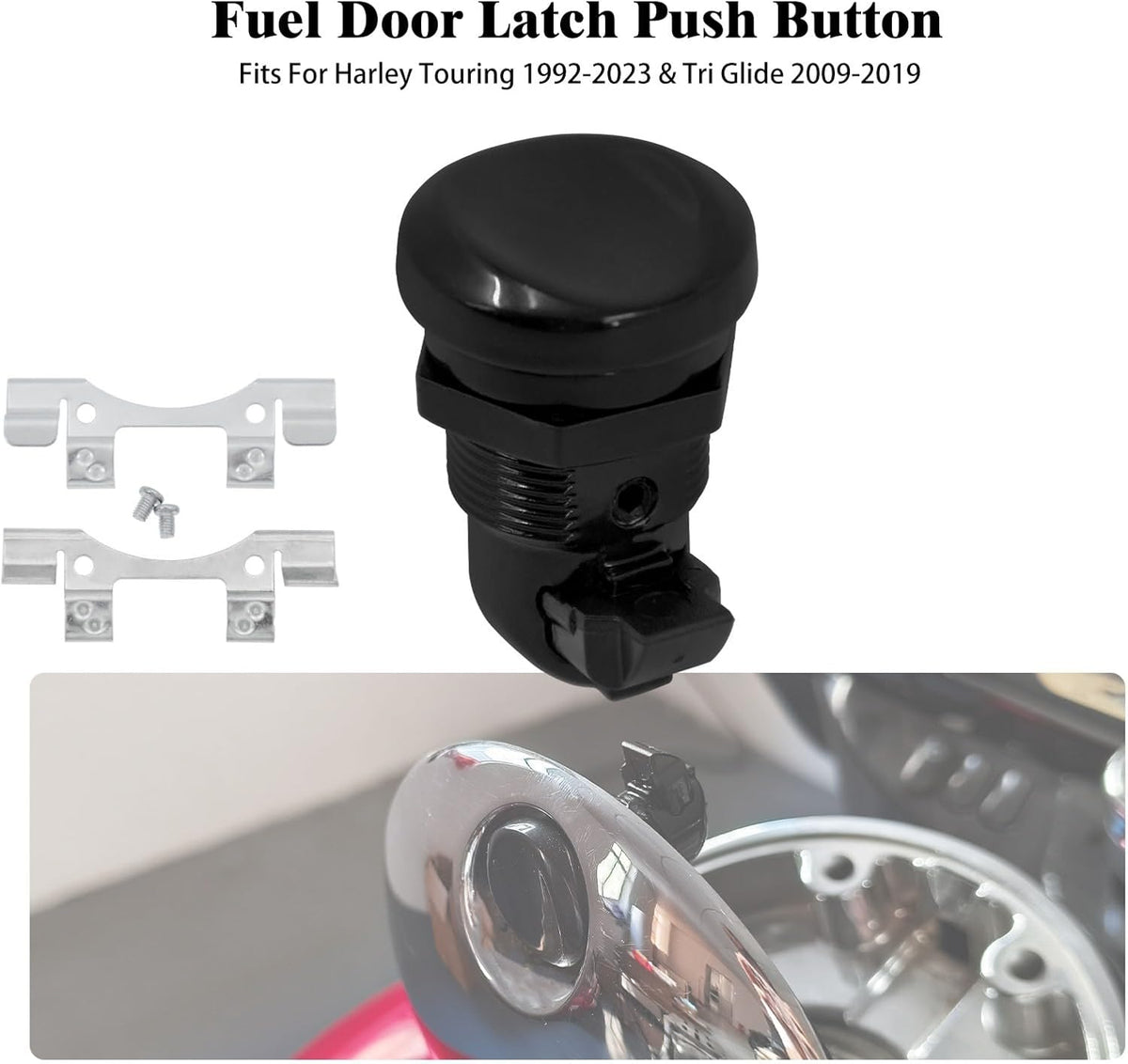 ya 9 10.24 Fuel Door Latch Black Push Button Gas Cap for Harley Road Electra Glide 92-2023
