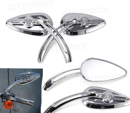 ya 13 9.15 baidi Chrome skull teardrop rearview mirror for Harley Dyna Touring Electra Road Glide-