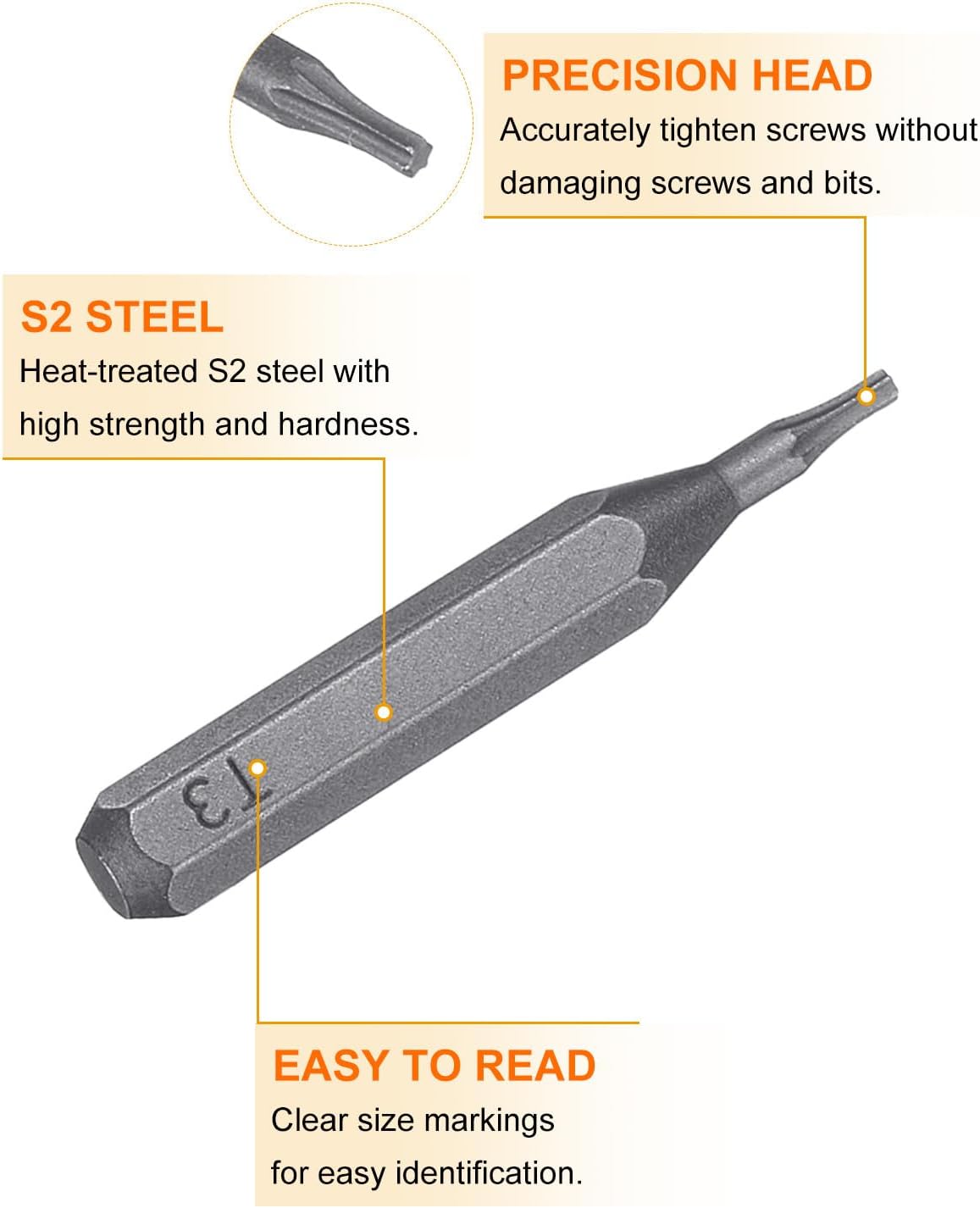 ya 14 9.20 baidi 3pcs T3 Magnetic Torx Screwdriver Bit 5/32 Hex Shank 28mm Length S2 Steel-1