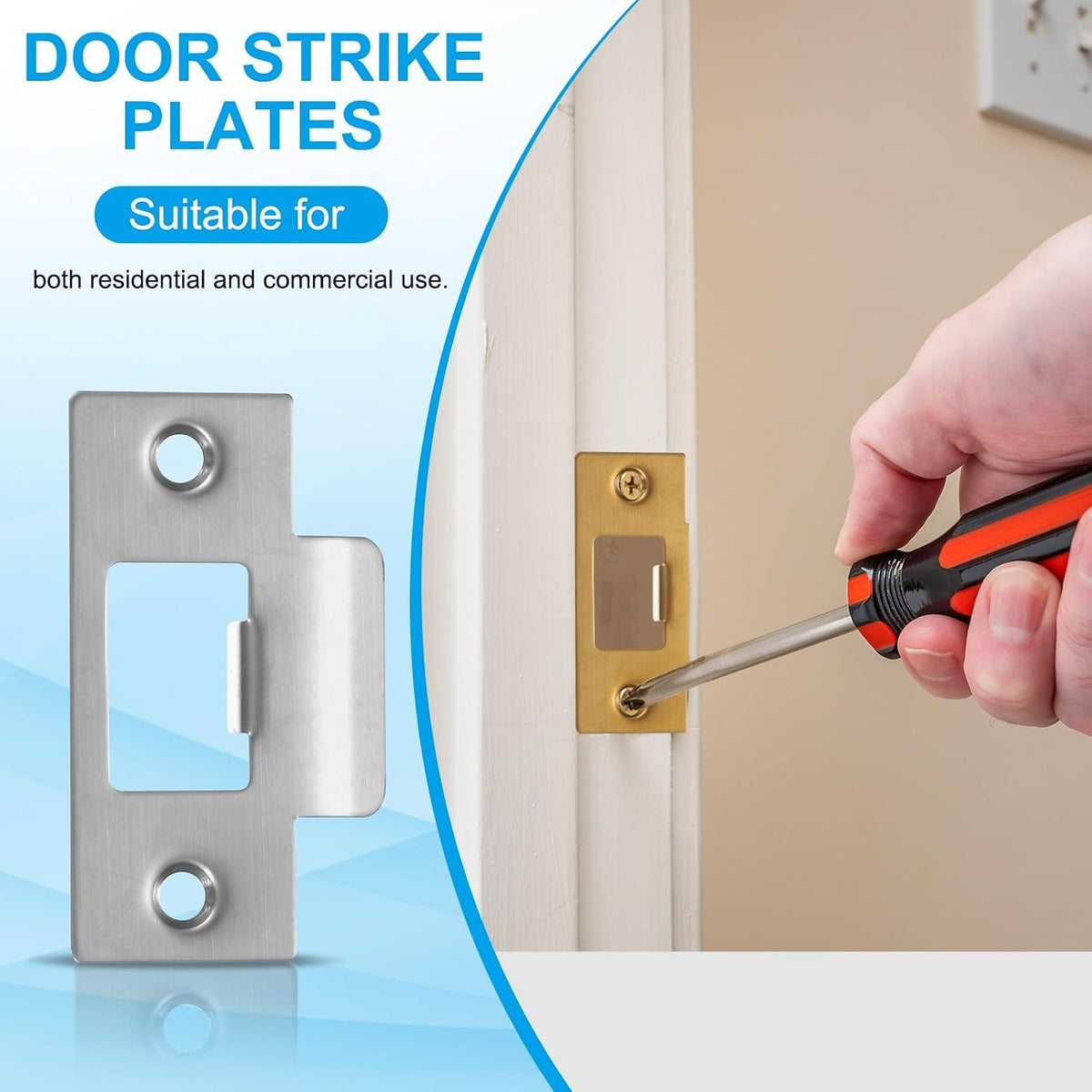ya 26 10.21 baidi 4 Pcs Door Strike Plates T Cam Block Latch Strike Door Locks Plate Silver