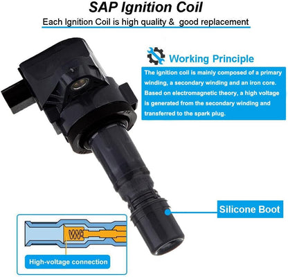 ya 4 8.24 baidi 4PCS Ignition Coils 30520-R1A-A01 for Honda for Civic HR-V 1.8L for Acura ILX 2.0 UF672
