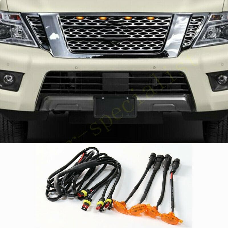 ya 14 9.20 zhengce 4Pcs for Nissan Armada 2017-2021 Grille LED Amber Light Raptor Style Grill-1