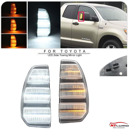 ya 4 8.10 White Amber LED Trailing Mirror Turn Signal Driving Lights for 07-21 for Toyota Tundra 